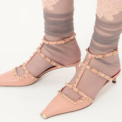 Valentino Rockstud Court Shoes In Kid Leather 40mm for Woman in Phard  #393376