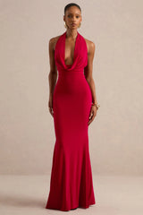 Milani | Red Backless Cowl Neck Fishtail Maxi Dress