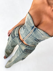 Joelle Corset Top Denim