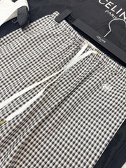 Celine Silk Cotton Blend Plaid Pants #387902