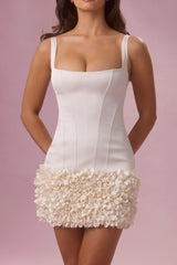 Satin Mini Dress In Pearl