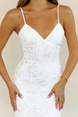 Floating On Air Sequin Butterfly Back Maxi Dress White