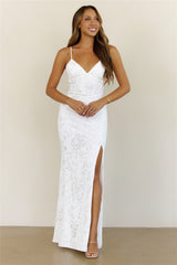 Floating On Air Sequin Butterfly Back Maxi Dress White