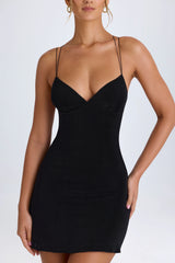 Strap-Detail Halterneck Mini Dress In Black