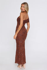 Spark Out Mesh One Shoulder Maxi Dress Brown