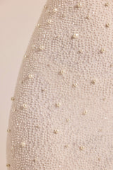 Embellished Long Sleeve Backless Maxi Dress In White