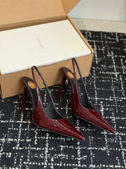 Saint Laurent Pointed Toe Stiletto Heel Back Sandals #390744