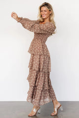 Miranda Tiered Maxi Dress | Latte Floral
