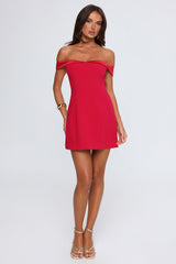 Chérie Girl Off Shoulder Mini Dress Red