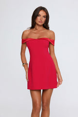 Chérie Girl Off Shoulder Mini Dress Red