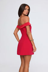 Chérie Girl Off Shoulder Mini Dress Red