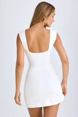 Modal Ruched A-Line Mini Dress In White