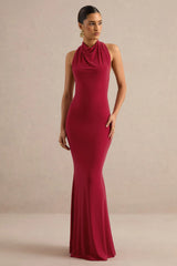 Lyrielle | Red Halter-Neck Maxi Dress