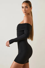 Modal Off-Shoulder Mini Dress In Black