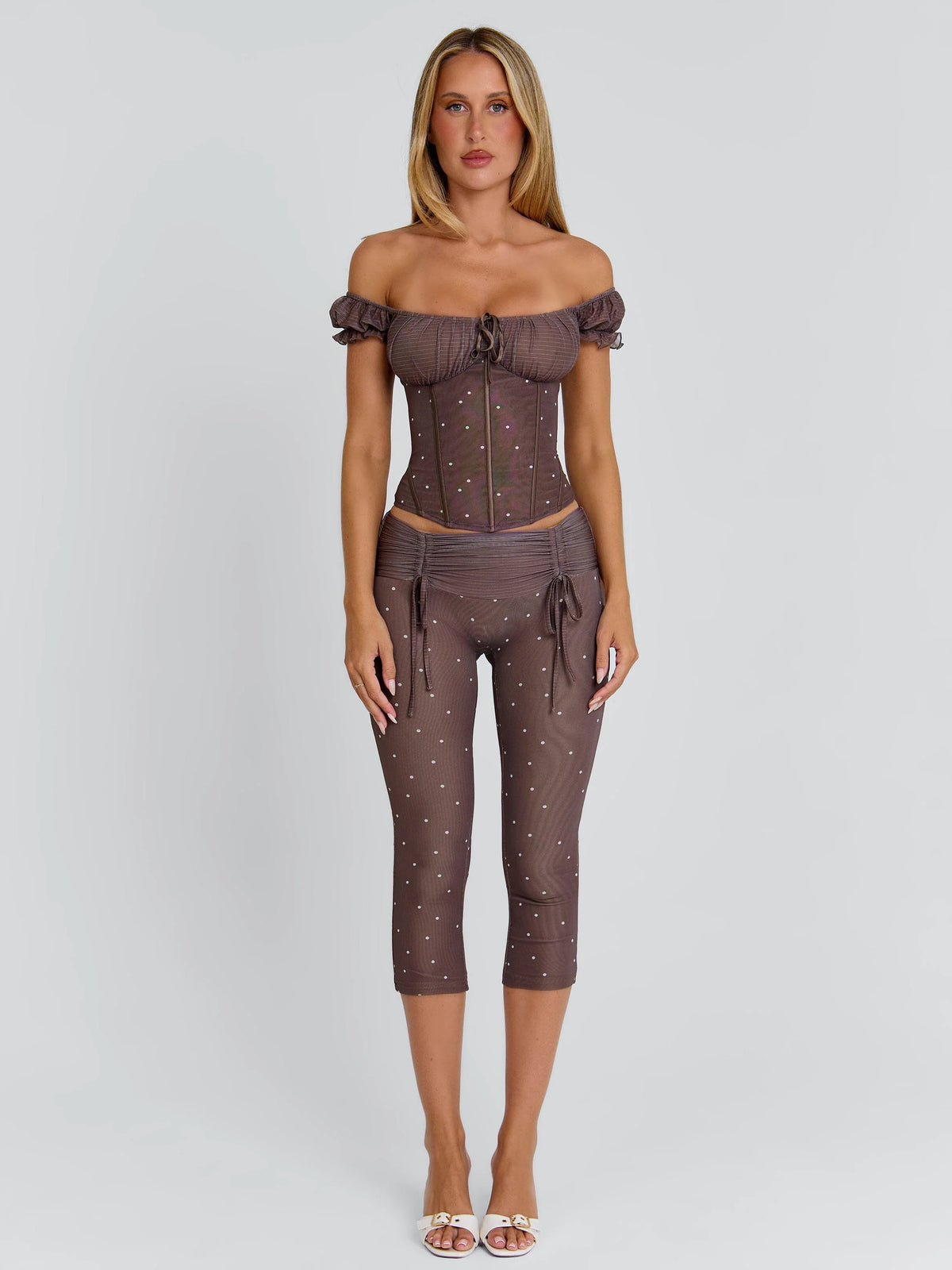 Corala Capri Pants Chocolate Polka Dot