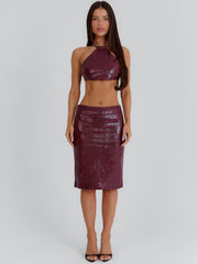 Jameela Midi Skirt Burgundy
