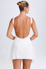 Draped Open-Back Mini Dress In White