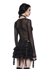 Blood Moon Rising Mesh Top - Black