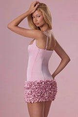 Satin Mini Dress In Blush Pink