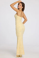 Embellished Square-Neck Maxi Dress In Butter Yellow