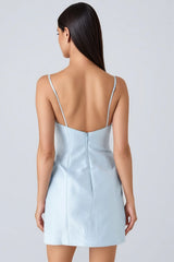 Raldris Blue Backless 3D Floral Mini Dress