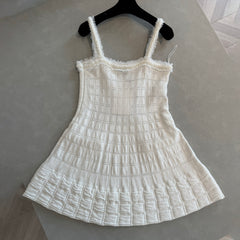 Chanel Women's Summer Fashion Casual Solid Color Sleeveless Fringe Halter Dress #79456