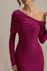 Cleo | Burgundy Bodycon Midi Dress