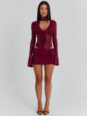 Avaline Mini Dress Burgundy