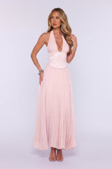 Good Things Ahead Halter Maxi Dress Light Pink