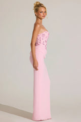Embellished Corset Maxi Dress In Blossom Pink