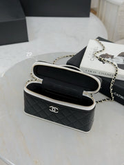 Chanel 26 New Arrival Black And White Panda Colour-block Lunch Bag Colour-block Make-up Bag Diamond-quilted Chain-strap Handbag  Lady Bags AP5240 #84323A