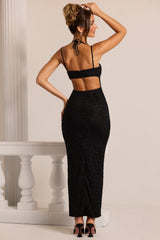Embellished Cowl Neck Maxi Dress In Black