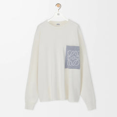 Loewe Men's And Women's Spring/fall Fashion Casual Crewneck Pullover Two Tone Patchwork Logo Knit Sweatshirt #79248
