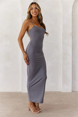 Base Smoothing Thin Strap Maxi Dress Charcoal