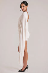 Draped Cape Mini Dress In Vanilla