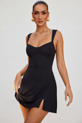 Sweetheart Neckline Mini Dress In Black