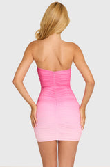 Mesh Bodycon Mini Dress In Pink Ombre