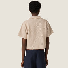 MiuMiu White Camel Brown Cotton Polo Shirt #386350