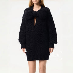 Chanel 25K Fall/Winter Haute Couture Collection Long Sleeves Short Dress Mohair And Wool Light Green #332110