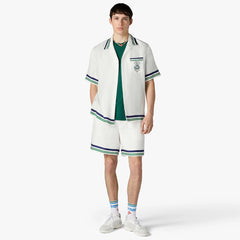 Casablanca Paris White Hotel Emblem Short Sleeve Silk Shirt and Shorts #387365
