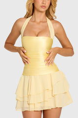 Satin Corset Mini Dress In Butter