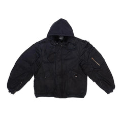 Balenciaga Men's Big Destruction Distressed Flight Suit Hooded Lamb collar zippered jacket #332593