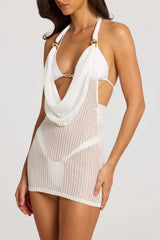 Halterneck Mini Dress In White