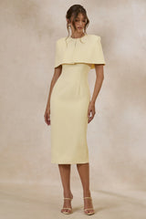 Celandia | Lemon Midi-Dress With Removable Cape