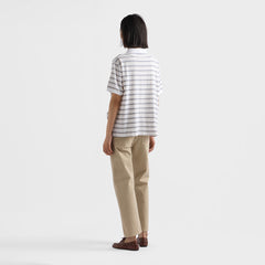PRADA White Royal Blue Striped Piqué Polo Shirt #386284