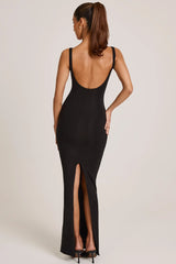 Modal Square Neck Maxi Dress In Black