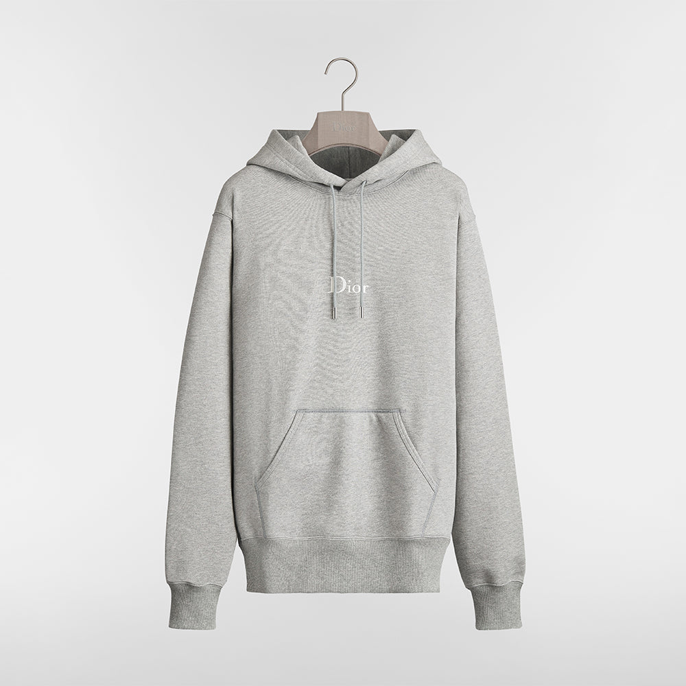 DIOR Hooded Sweatshirt with Dior Embroidery Relaxed Fit Gray Cotton Fleece #387332