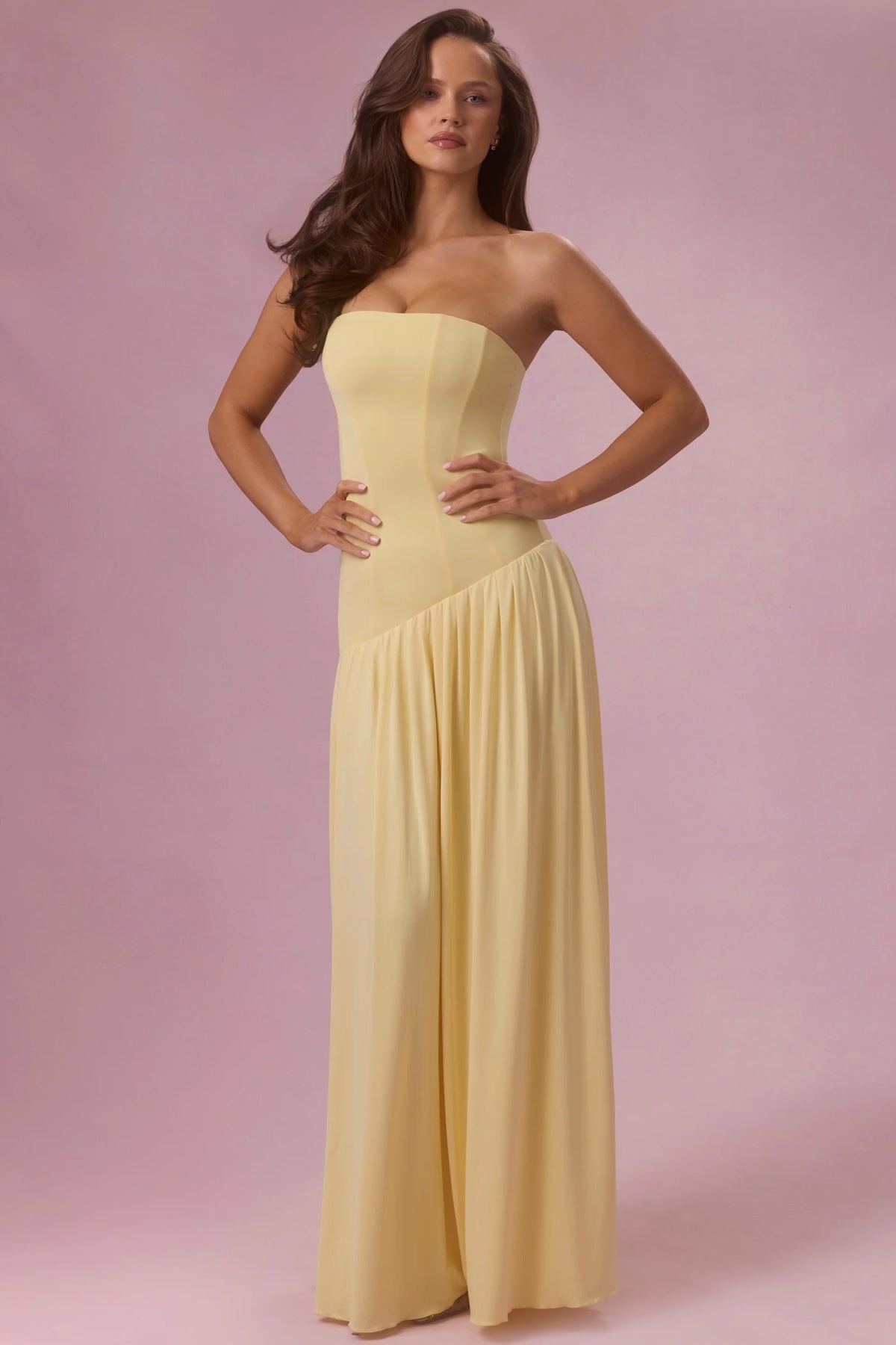 Jersey Strapless Gown In Butter