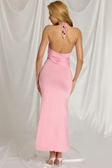 Halterneck Maxi Dress In Candyfloss Pink