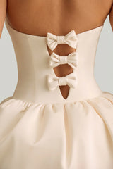 Convertible Bow-Detail Bubble Hem Midaxi Dress In Ivory